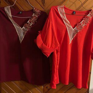 SHEIN Holiday Shirts, Wine or Red, Size OXL